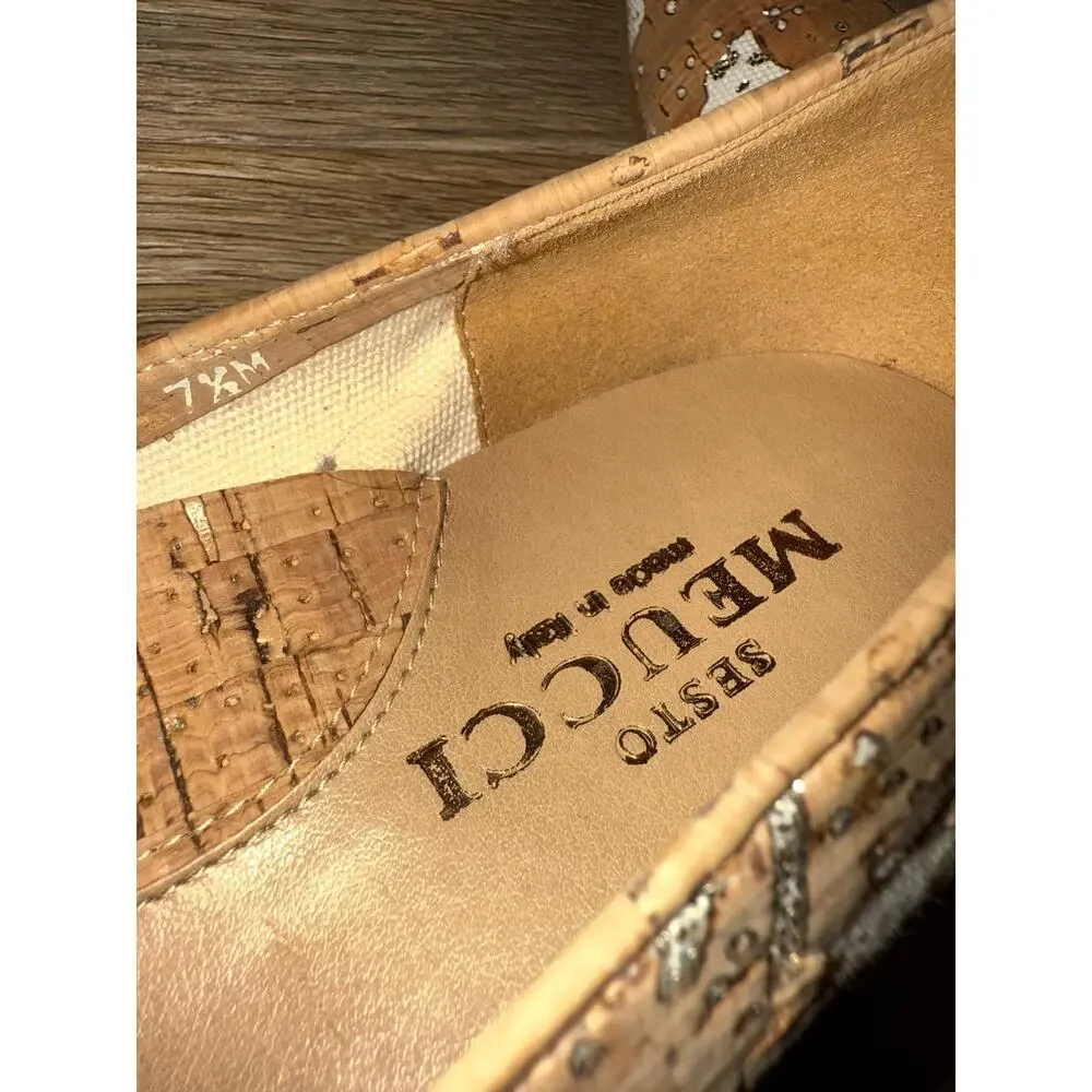 Sesto Meucci Beryl Flower Cork Comfort Flats - size 7.5